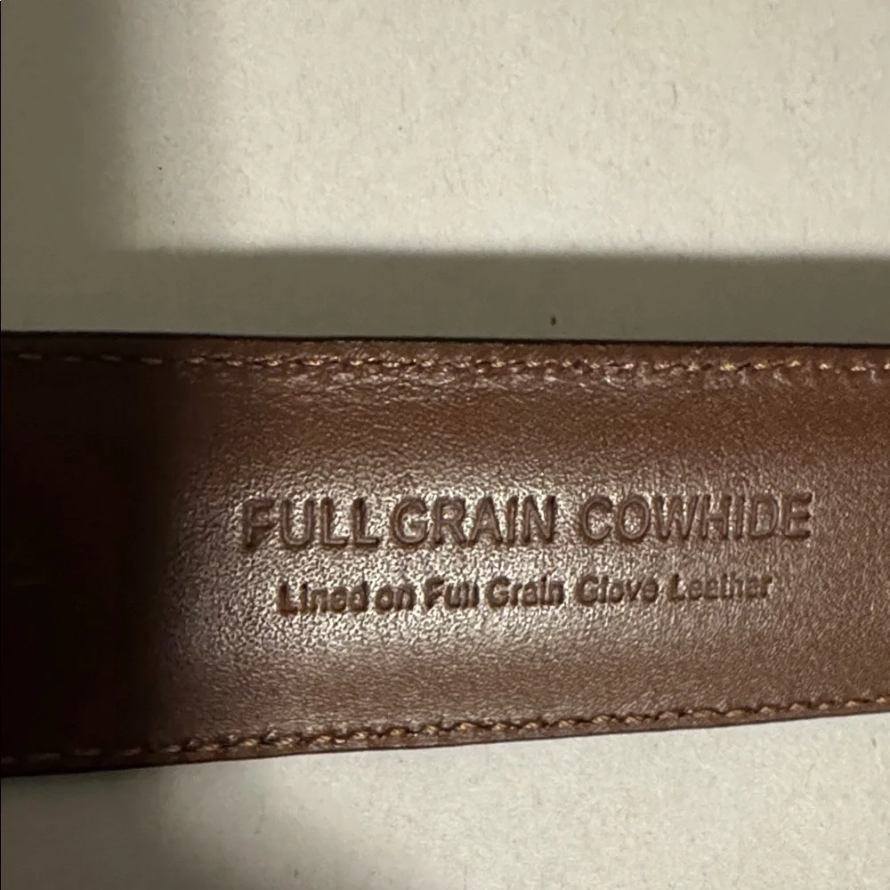 Roundtree & Yorke Full Grain Cowhide Black Leather Belt Mens 38 silver buckle